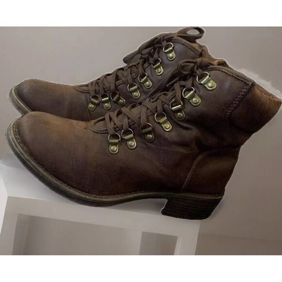 LUCKY Brand Y2K Women’s COMBAT BOOTS Faux Fur Lining Tan Warm - Picture 4 of 5